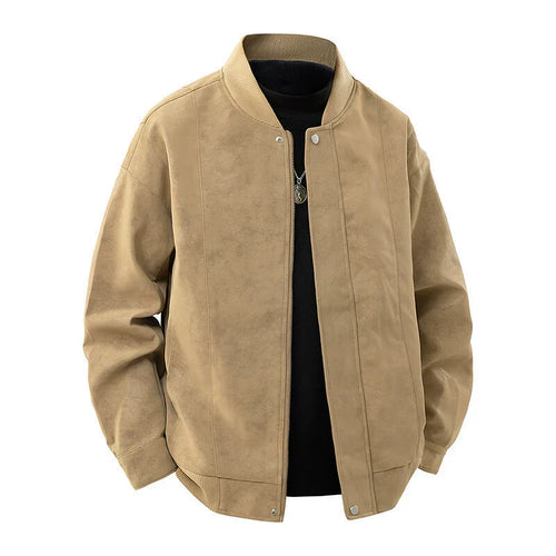 Rowan Men's Faux Leather Bomber Jacket – Lightweight Fit – Snap-Front Detail