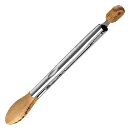 Modern Wood Handle Cooking Tongs With Stainless Steel Body