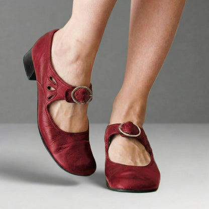Refined Mary Jane Heeled Shoes with Adjustable Instep Strap