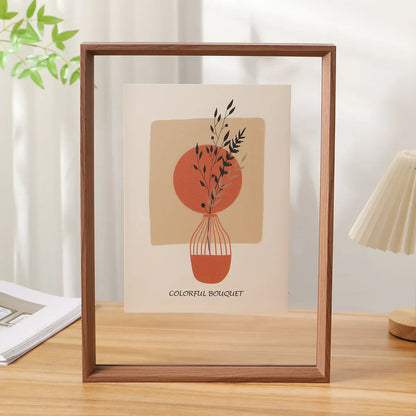 Minimalist Double-Sided Acrylic Photo Frame With Wooden Frame