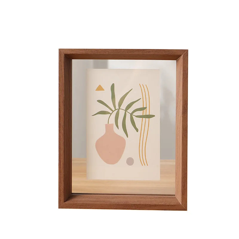 Minimalist Double-Sided Acrylic Photo Frame With Wooden Frame