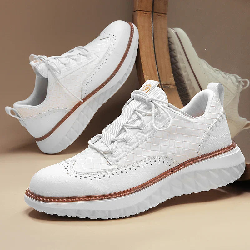 Oliver Low-Top Oxford Sneakers | Brogue Detailing Basketweave Sneakers
