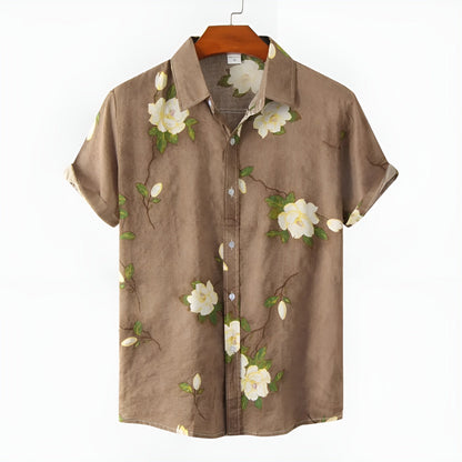 Acosta Floral 3D Print Short Sleeve Button-Up Shirt