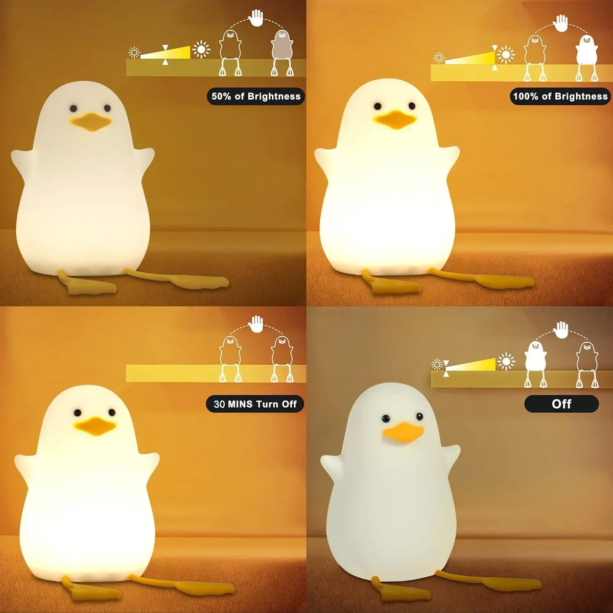 Silicone Duck Night Light With Touch Control