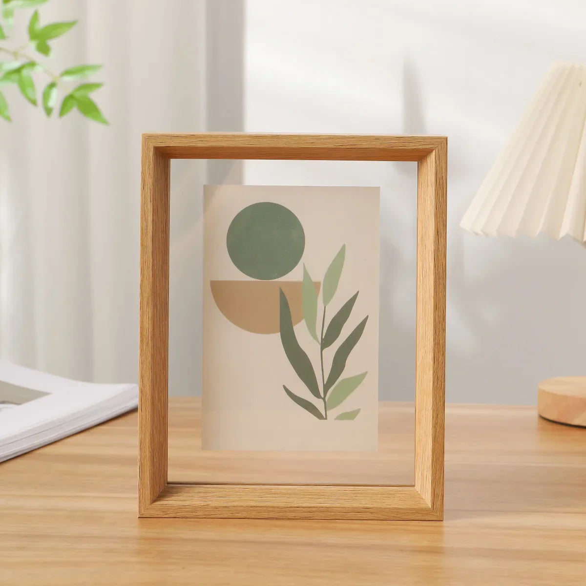 Minimalist Double-Sided Acrylic Photo Frame With Wooden Frame