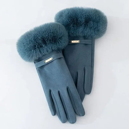 Amelia Fitted Fur Cuff Gloves | Metallic Accent Gloves