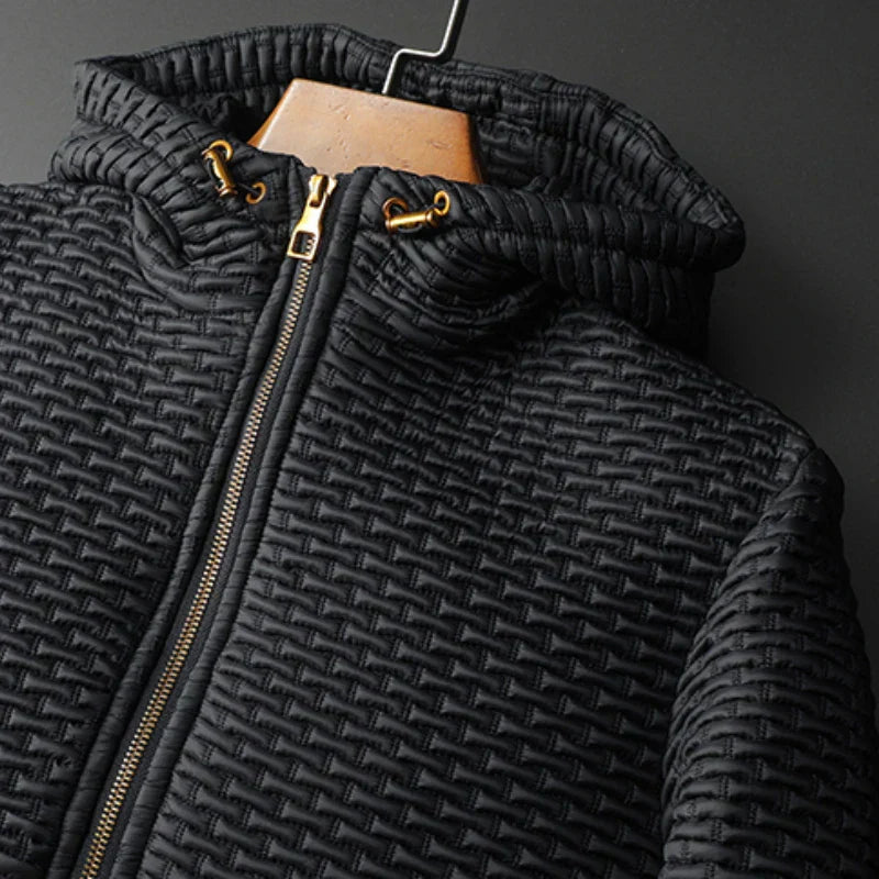 Oscar Quilted Hooded Jacket | Casual Zip-Up Gold-Tone Jacket