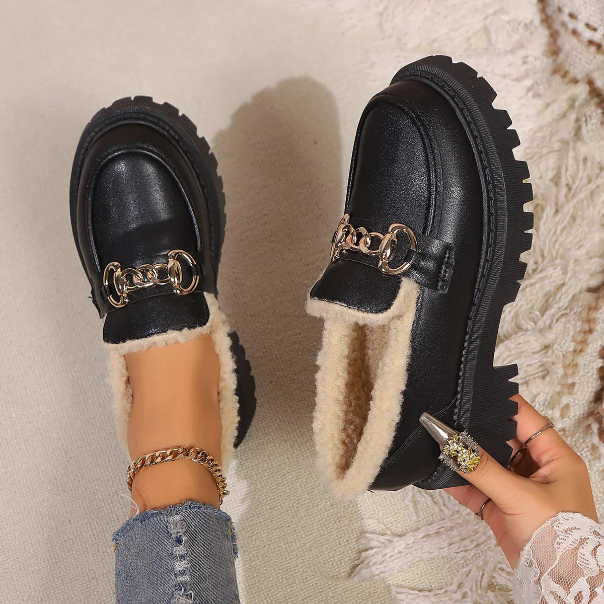 Sherpa Lined Platform Loafer