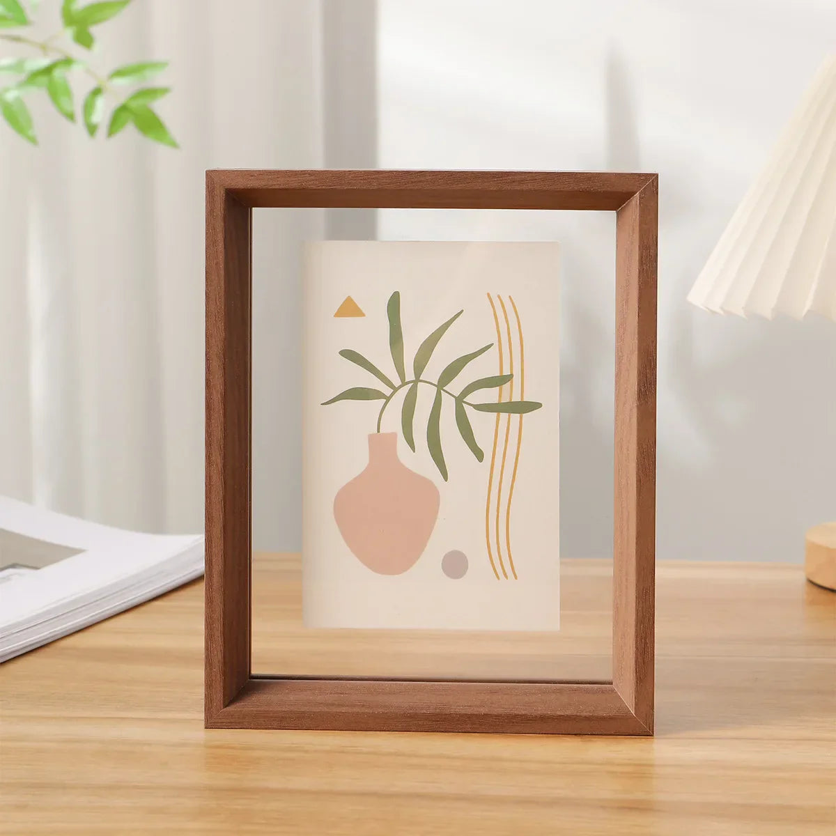 Minimalist Double-Sided Acrylic Photo Frame With Wooden Frame