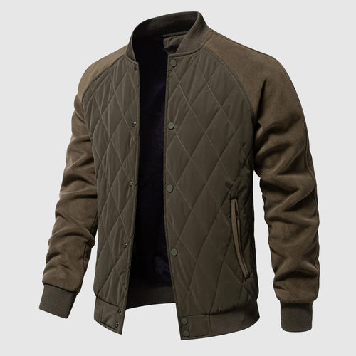 Theodore Regular Fit Bomber Jacket | Quilted Button Front Hip-Length Bomber Jacket