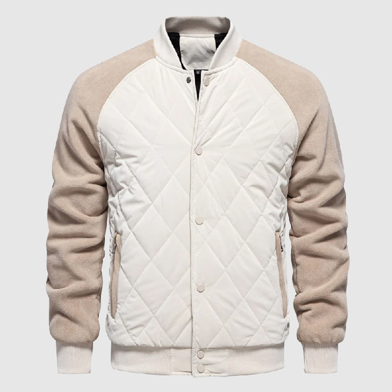 Theodore Regular Fit Bomber Jacket | Quilted Button Front Hip-Length Bomber Jacket