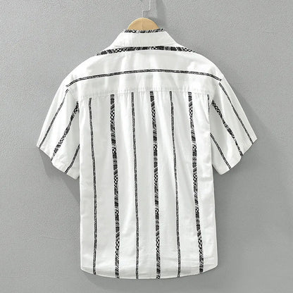Theodore Willow Relaxed Button-Up Shirt with Textured Stripes