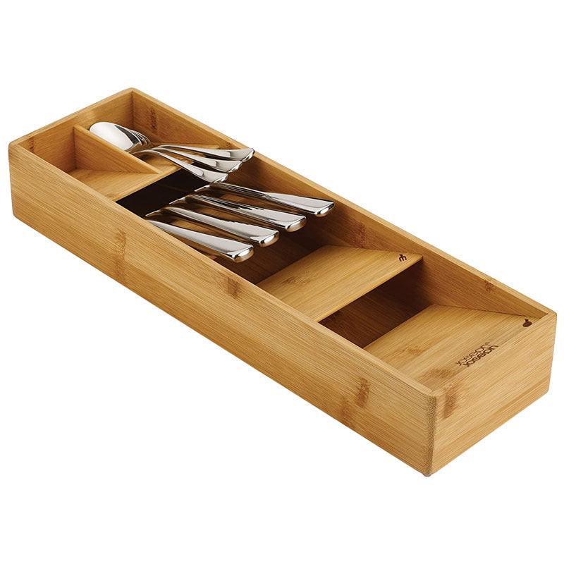 Minimalist Bamboo Cutlery Organizer with Multi-Compartment Design