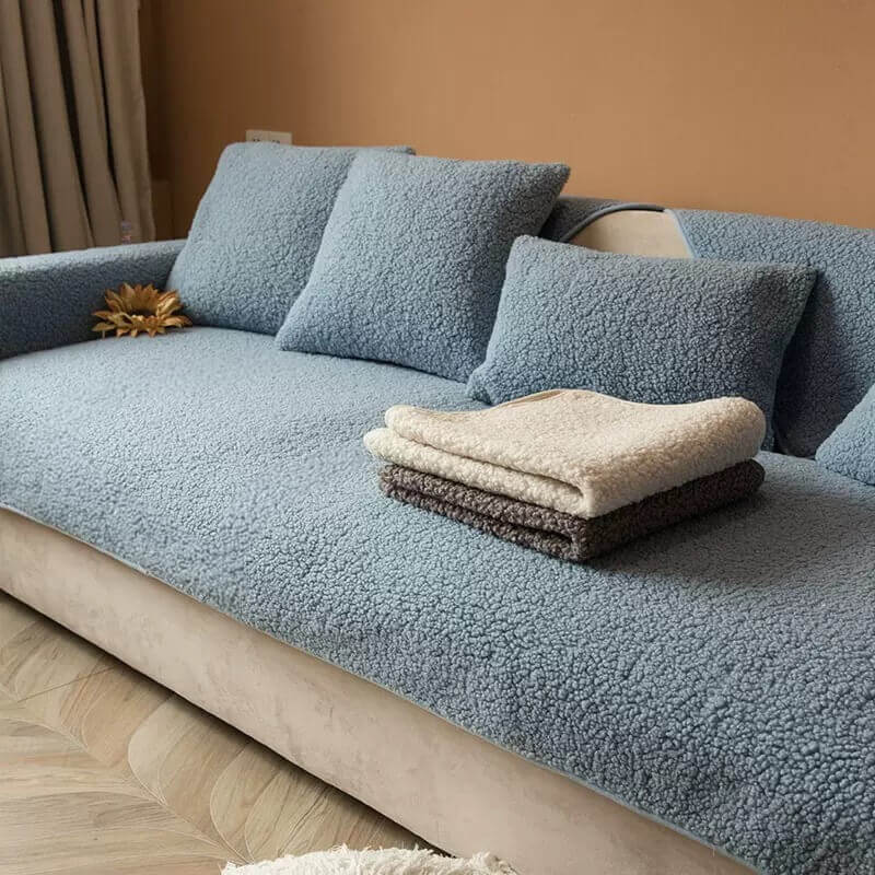 Teddy Fleece Couch Cover With Ultra-Soft Texture