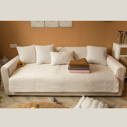 Teddy Fleece Couch Cover With Ultra-Soft Texture