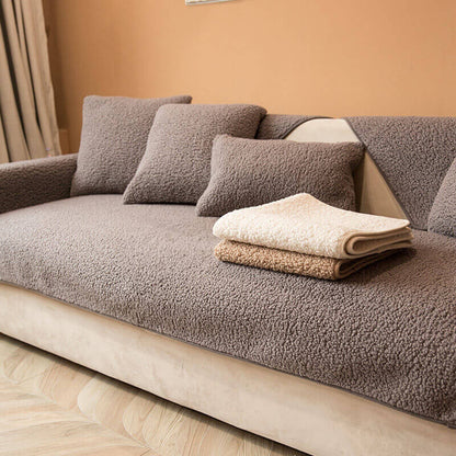 Teddy Fleece Couch Cover With Ultra-Soft Texture