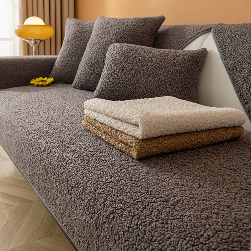Teddy Fleece Couch Cover With Ultra-Soft Texture