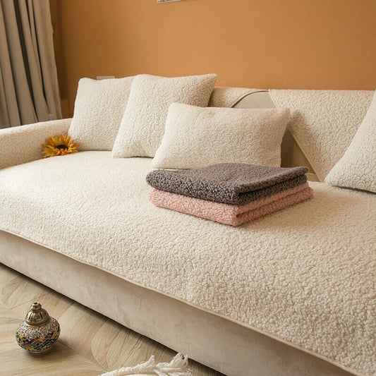 Teddy Fleece Couch Cover With Ultra-Soft Texture