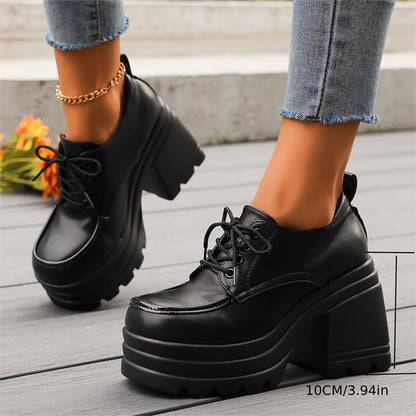 Amelia Chunky Platform Oxfords | Lace-Up Block Heel Oxfords
