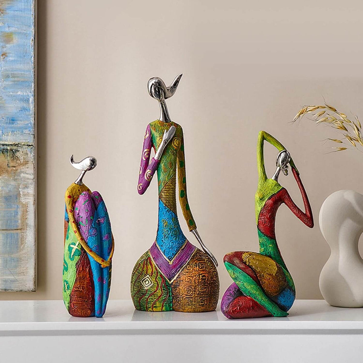 Abstract Resin Sculpture With Metallic Details