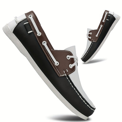 Thomas Leather Slip-On Boat Shoes – Color-Blocked Low-Top Design