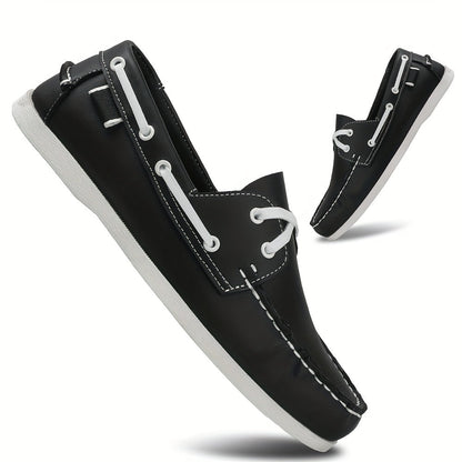 Thomas Leather Slip-On Boat Shoes – Color-Blocked Low-Top Design