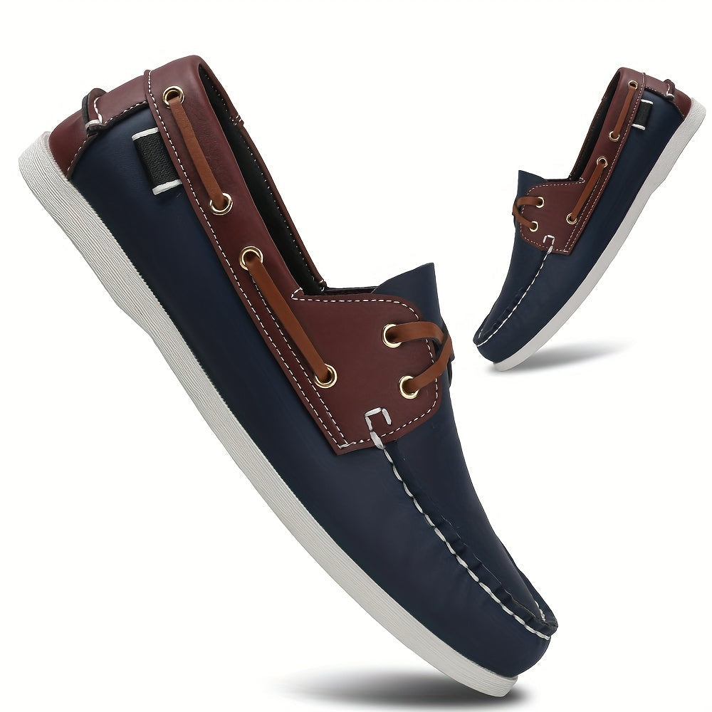 Thomas Leather Slip-On Boat Shoes – Color-Blocked Low-Top Design