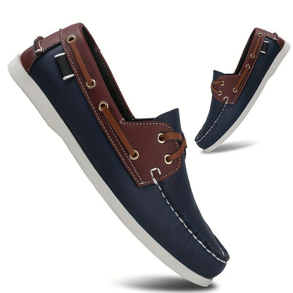 Thomas Leather Slip-On Boat Shoes – Color-Blocked Low-Top Design