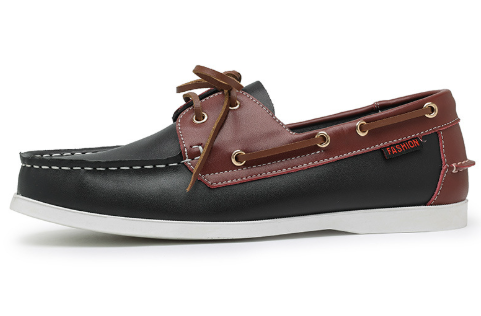 Thomas Leather Slip-On Boat Shoes – Color-Blocked Low-Top Design