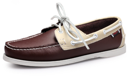 Thomas Leather Slip-On Boat Shoes – Color-Blocked Low-Top Design