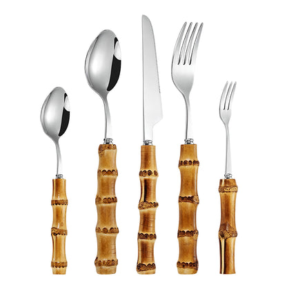Natural Bamboo Handle Cutlery Set