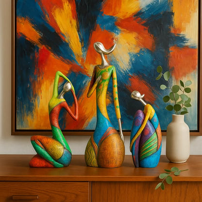 Abstract Resin Sculpture With Metallic Details