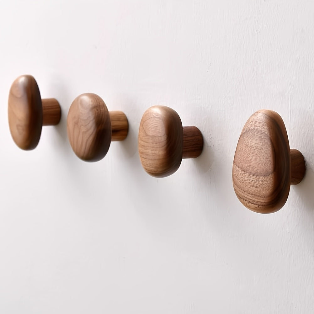 Minimalist Wooden Wall Hook Set With Pebble Shape
