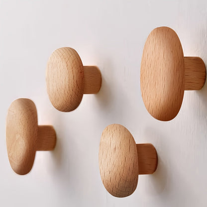 Minimalist Wooden Wall Hook Set With Pebble Shape