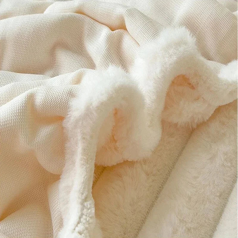 Velvet Ribbed Fitted Bed Sheet with Elastic Edges