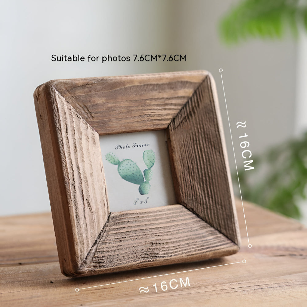 Rustic Wood Photo Frame With Distressed Texture