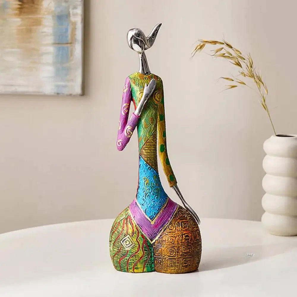 Abstract Resin Sculpture With Metallic Details